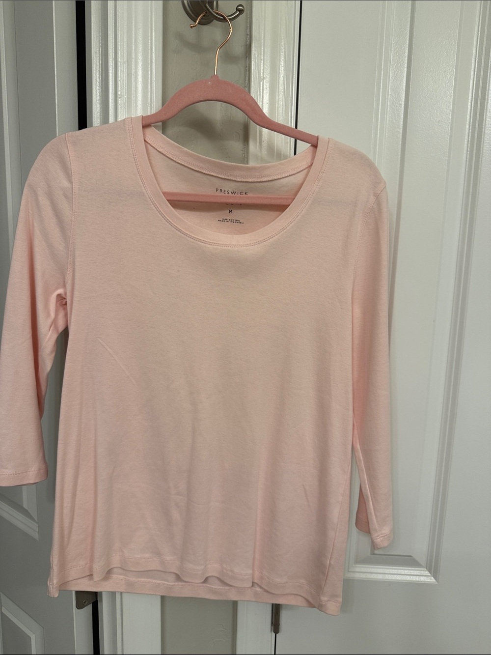 Preswick & Moore Pale Pink Long Sleeve Crew Top